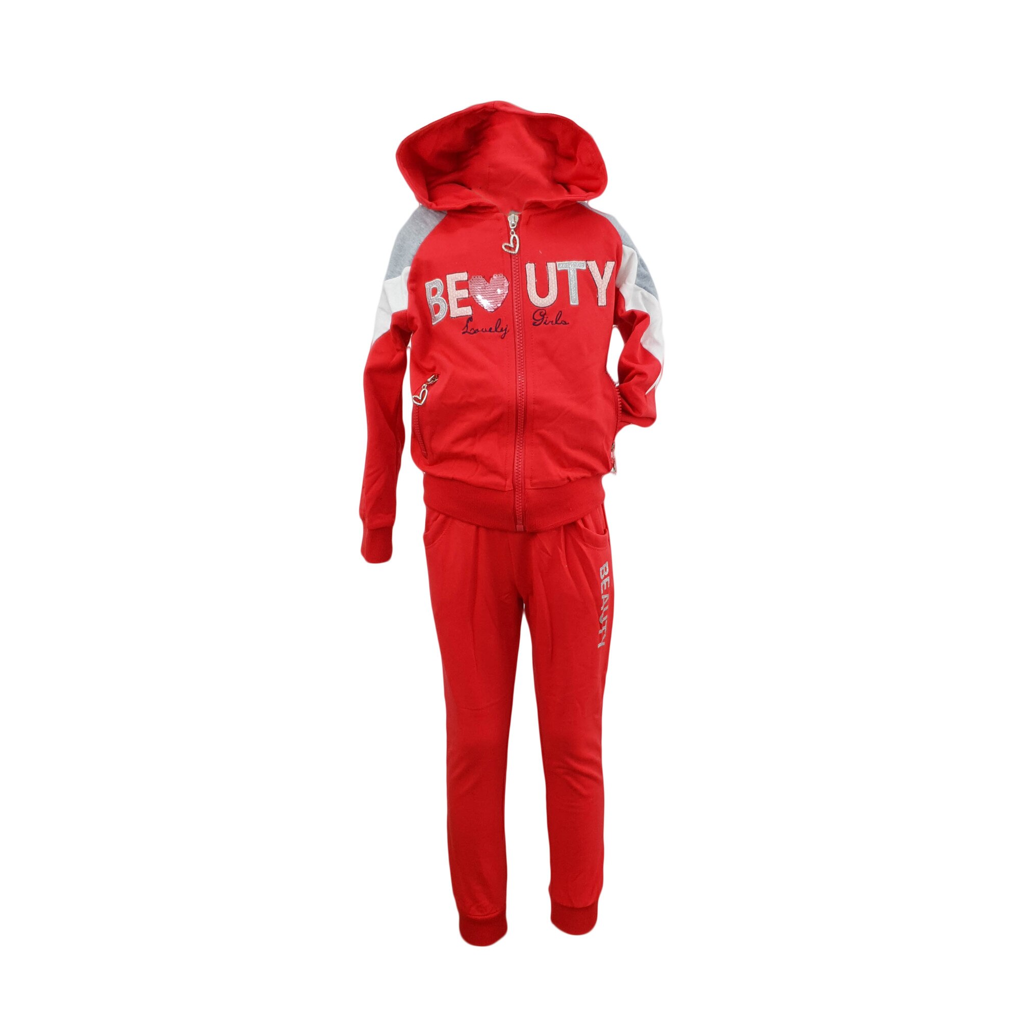 Trening doua piese corai-gri, pentru fete, marime 110 cm, varsta 5 ani