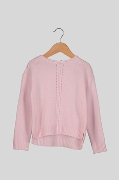 United Colors of Benetton, Pulover asimetric din amestec de lana, Roz United Colors of Benetton, Pulover asimetric din amestec de lana, Roz