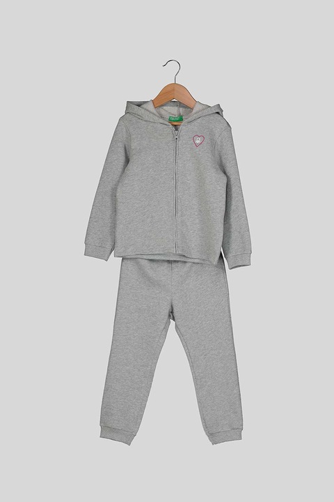 United Colors of Benetton, Set de hanorac si pantaloni sport, Gri melange
