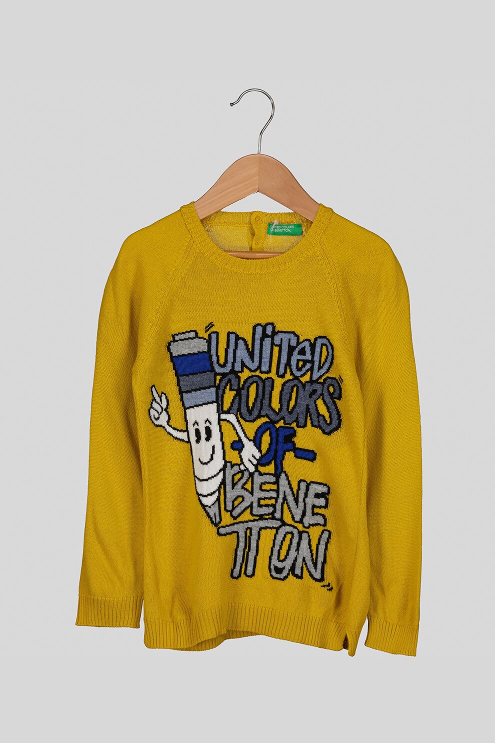 United Colors of Benetton, Pulover cu aplicatie decorativa, Galben mustar