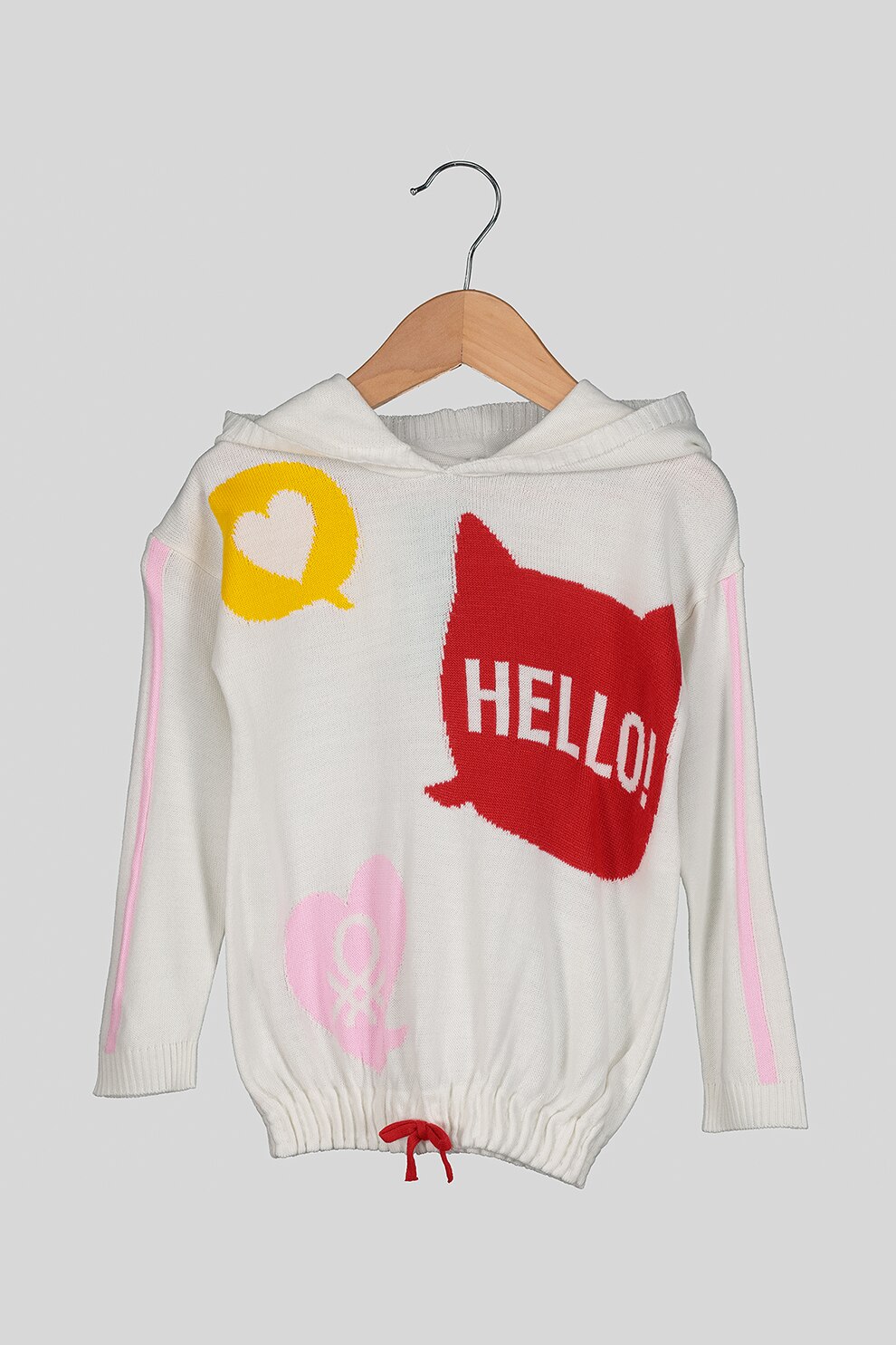 United Colors of Benetton, Hanorac cu imprimeuri diverse, 62 CM, Alb/Rosu