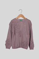 United Colors of Benetton, Pulover din amestec de lana cu detalii in relief, Violet prafuit, 130 CM Standard
