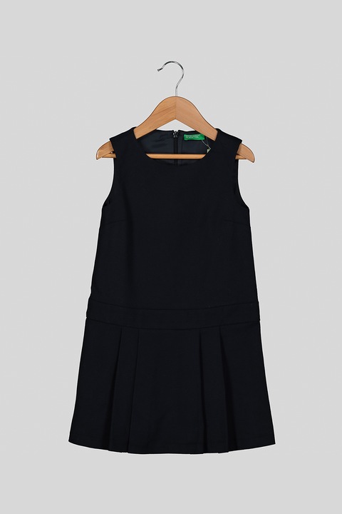 United Colors of Benetton, Rochie fara maneci cu detalii plisate, Bleumarin