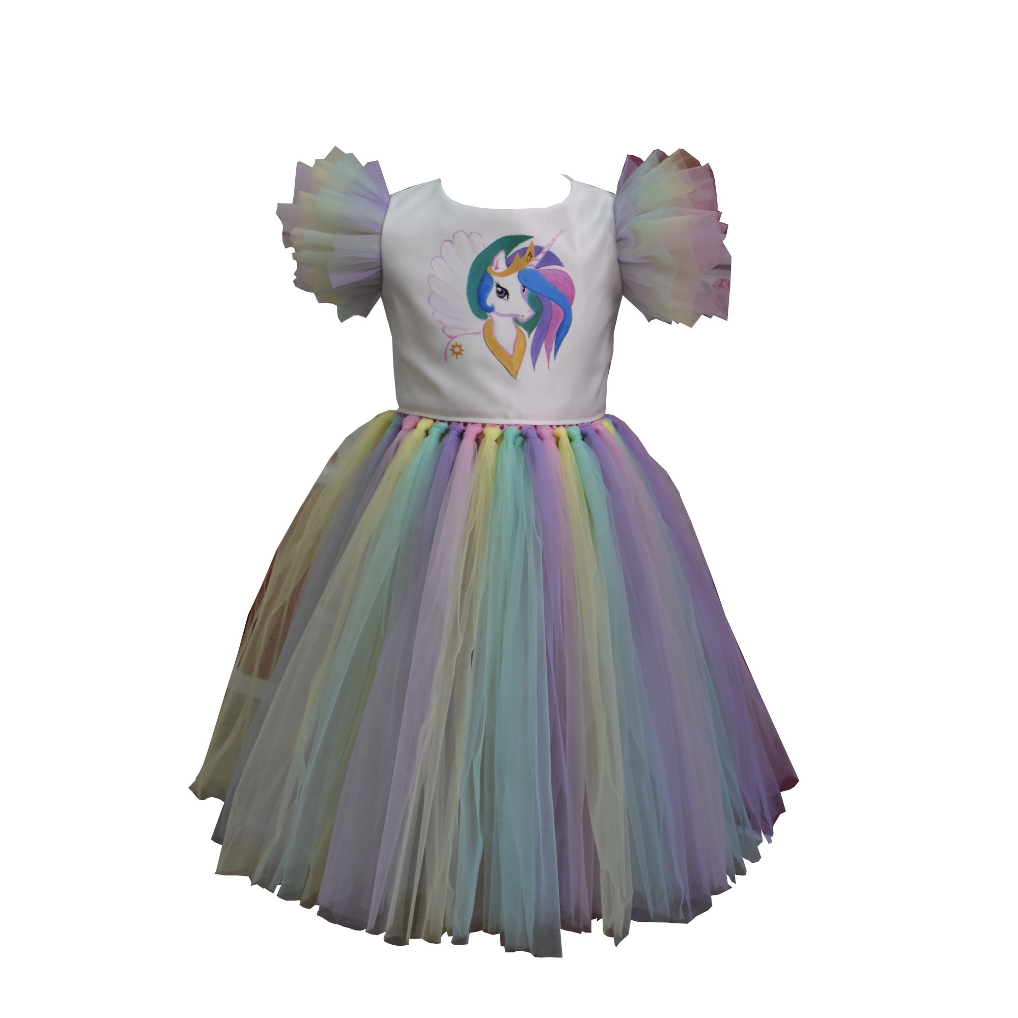 Rochita Unicorn, Anastasia, tafta, bumbac, tulle, multicolor