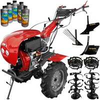 Set motocultor Weima WM1100BE-6, motor 10 CP, diesel, 6 viteze, latime lucru 135 cm, pornire electrica, reductor usor/greu, roti metal, rarita reglabila, plug arat, plug cartofi, 5l ulei AgroPro