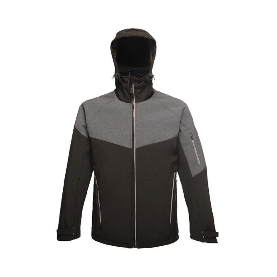Jacheta sport impermeabila pentru barbati Regatta Professional, cu detalii reflectorizante Softshell XPT, Negru/Gri