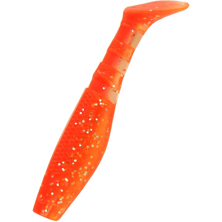 Set 5 buc Shad KP Original Shad 6.25cm, culoarea Red Orange, pentru biban, stiuca sau salau