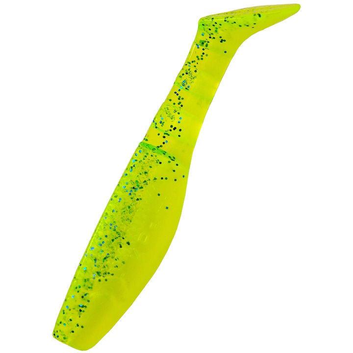 Set 5 buc Shad KP Original Shad 6.25cm, culoarea Lime Chartreuse, pentru biban, stiuca sau salau
