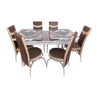 set masa venetia cu 6 scaune denver extensibila model inimioare maro  blat sticla securizata imagen 43_0_
0