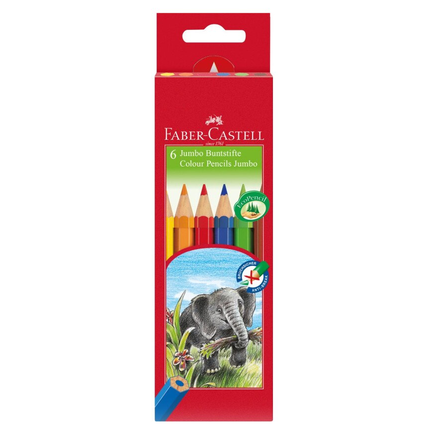 Creioane Colorate Jumbo Faber-Castell, 6 culori