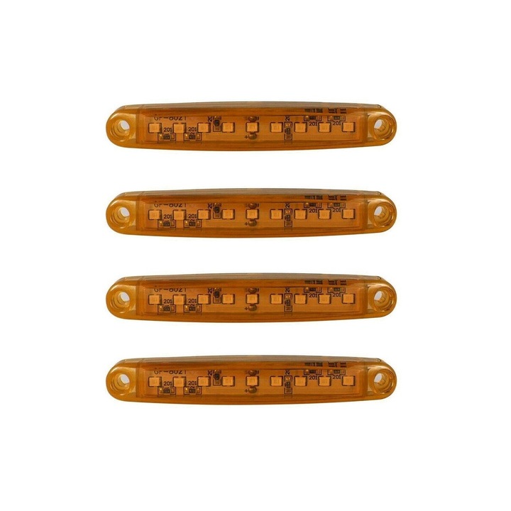 Set 4 bucati lampi gabarit laterale, lampi avertizare, 6SMD, 12-24V, portocaliu