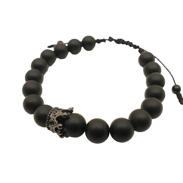 Bratara stones, barbati, pietre semipretioase, handmade, neagra