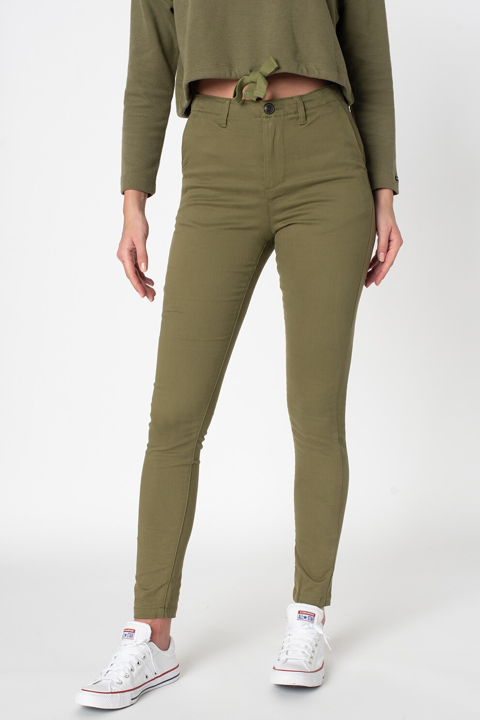 SUPERDRY, Pantaloni chino skinny, Verde oliv, 26