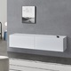 Dulap suport TV montabil pe perete Evaton WM, en.casa, 140 x 33 x 30 cm, 25 Kg, PAL melaminat, alb mat cu 2 sertare depozitare