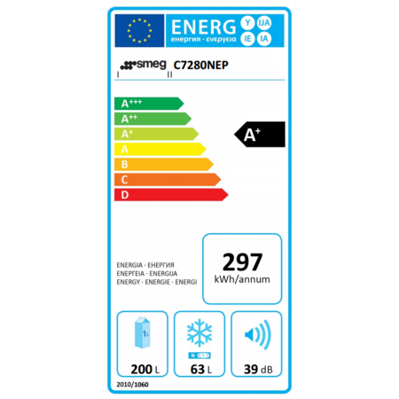 Combina frigorifica incorporabila Smeg C7280NEP, 273 L, Clasa A+, H 178 cm
