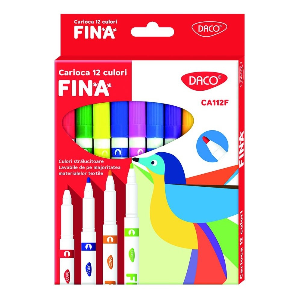 Carioca 12 culori varf subtire Fina DACO