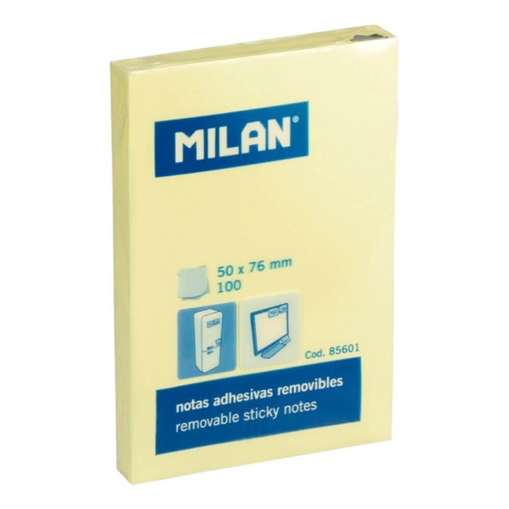 Bloc notes adeziv 50x76 galben pal Milan