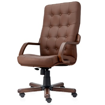 Scaun directorial de birou TRAFFIC CHAIRS POLO LEMN, piele naturala maro, brate lemn masiv, baza din fier acoperit cu lemn, mecanism balans Scaun directorial de birou TRAFFIC CHAIRS POLO LEMN, piele naturala maro, brate lemn masiv, baza din fier acoperit cu lemn, mecanism balans