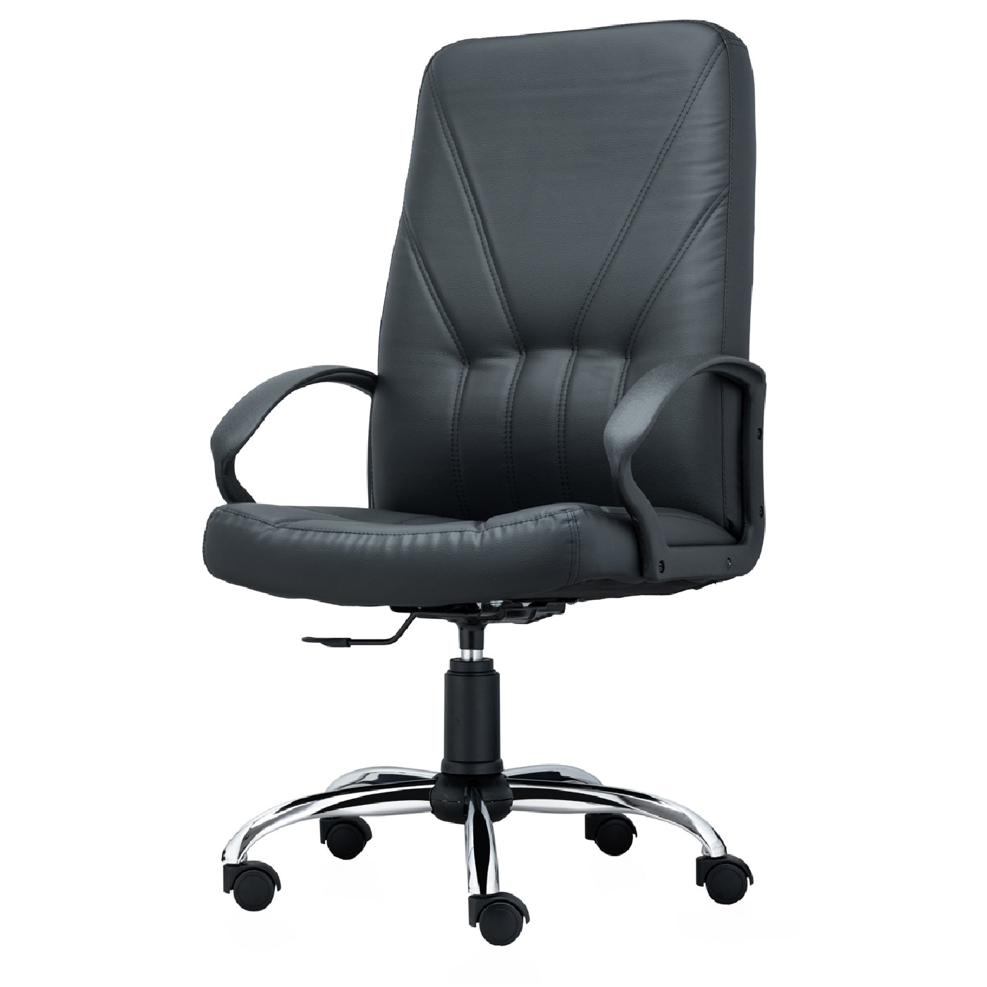 Scaun directorial de birou TRAFFIC CHAIRS COLORADO ECO CROM, tapiterie piele ecologica, NEGRU, baza cromata, brate directoriale
