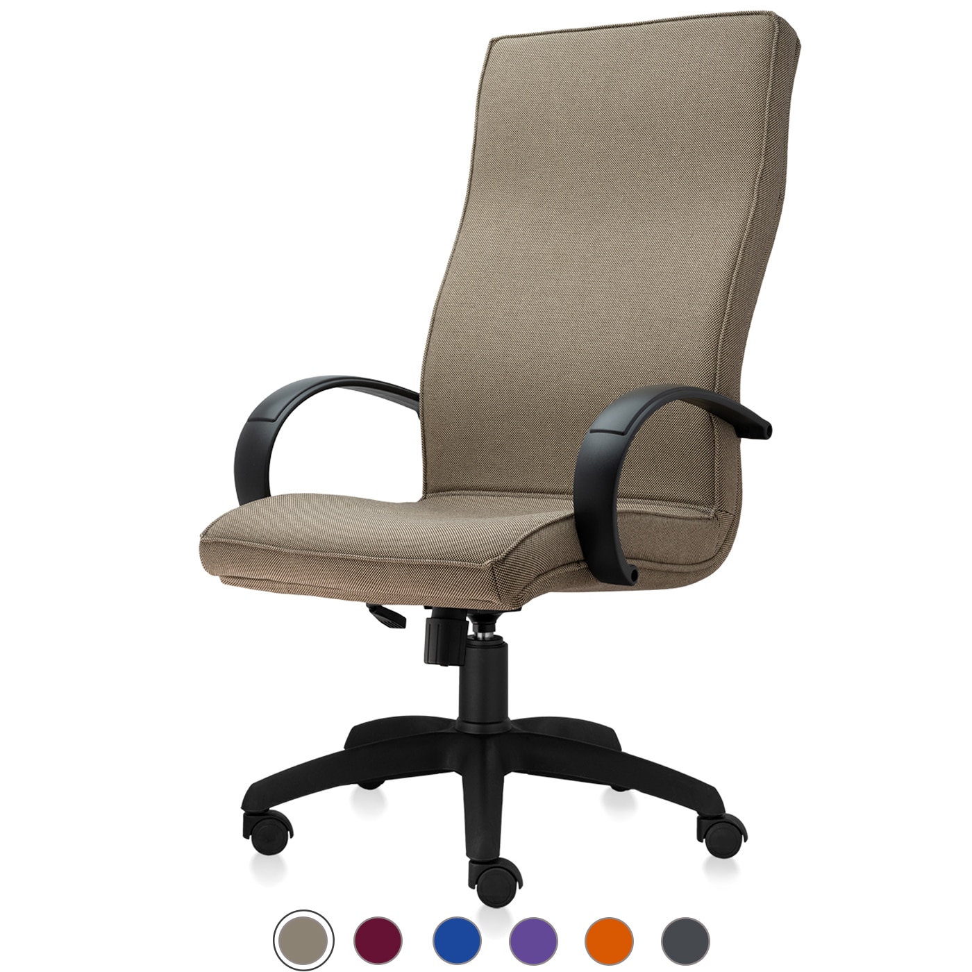 Scaun directorial TRAFFIC CHAIRS SUPER, tapiterie textil Bej, brate din poliprolilena neagra, mecanism balans