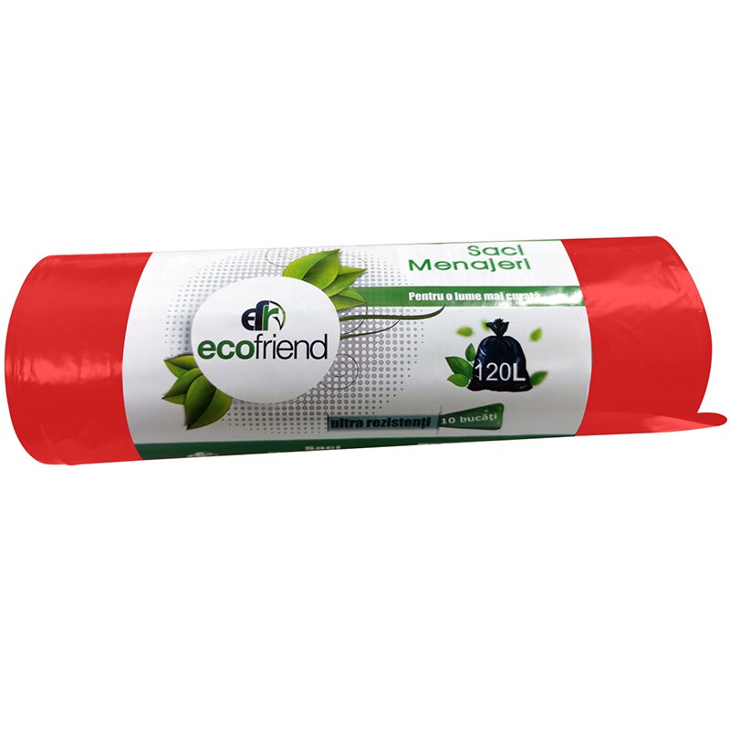 Saci menajeri EcoFriend 120L 10 buc/rola, rosu