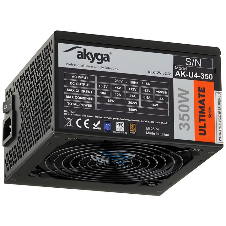 Sursa Akyga, ATX, 350W, Negru