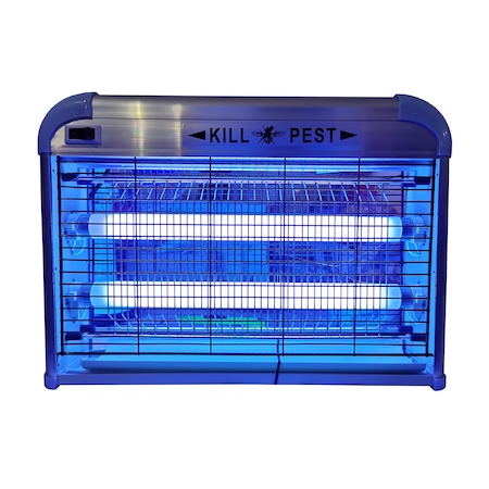 Pachet promo: Aparat cu LED UV 20 W elSales Pest Kill ELS-20 , anti tantari , muste , molii si alte insecte, pentru interior-exterior, argintiu + Bec LED Anti-Insecte, 6500K, E27, 9W, Usor de Folosit, Design Compact, Destinat pentru Casa si Gradina, Alb