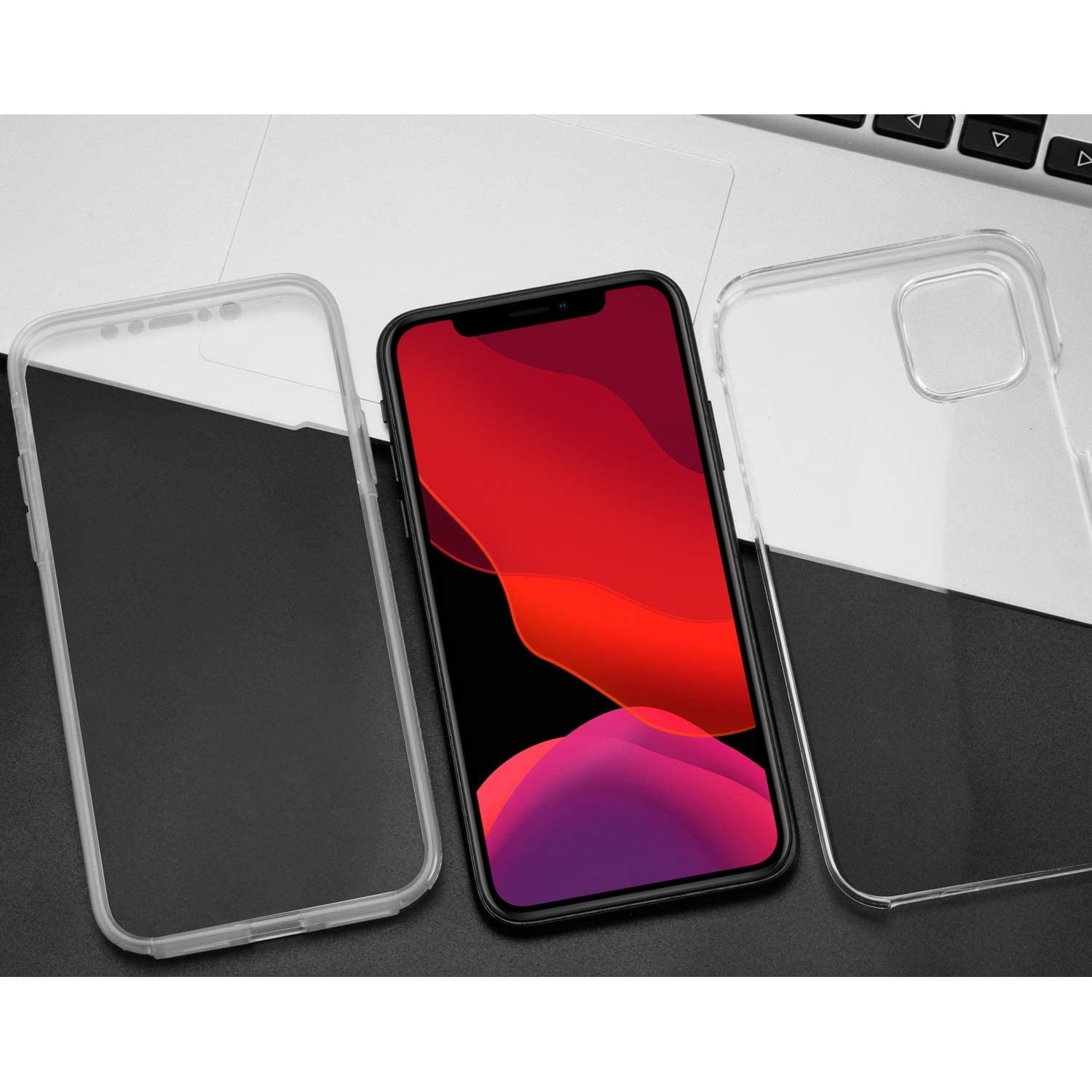 Husa protectie compatibila cu iPhone 11, Fully PC & Glass 360° (fata + spate), transparenta, ultra slim, Premium Quality