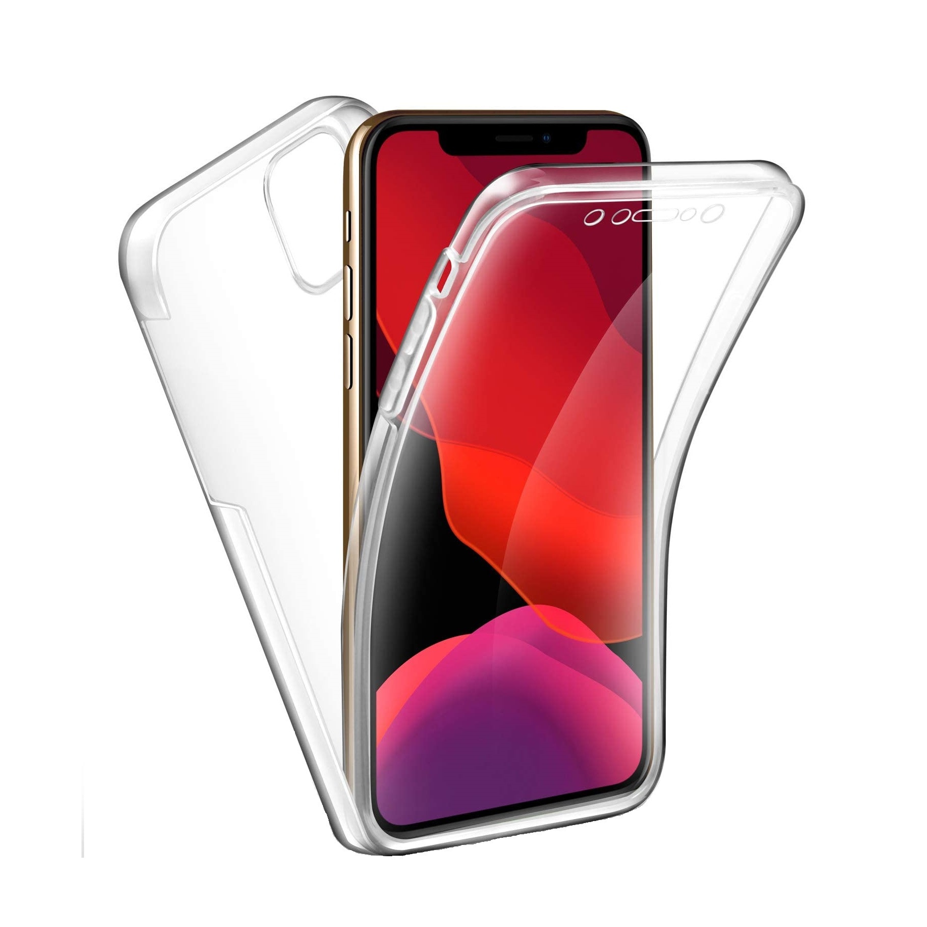 Husa protectie compatibila cu iPhone 11, Fully PC & Glass 360° (fata + spate), transparenta, ultra slim, Premium Quality