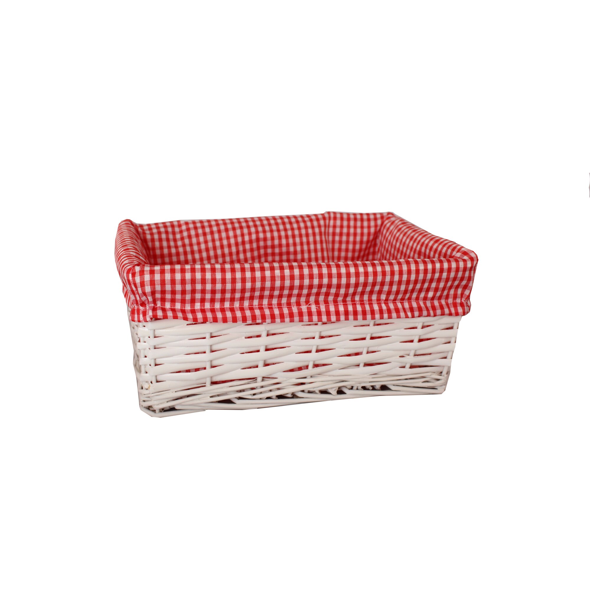 Cos depozitare cu husa, 37 x 27 x 14 cm, cos alb, husa patratele rosii, Vivo