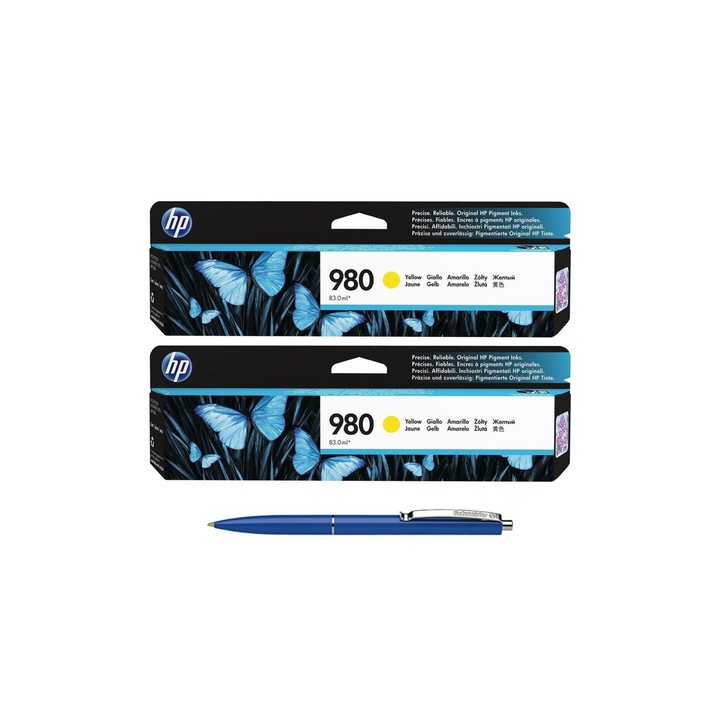 Pachet MAG4U Cartuse Cerneala Originale 2 bucati D8J09A (980) Yellow si Pix Schneider