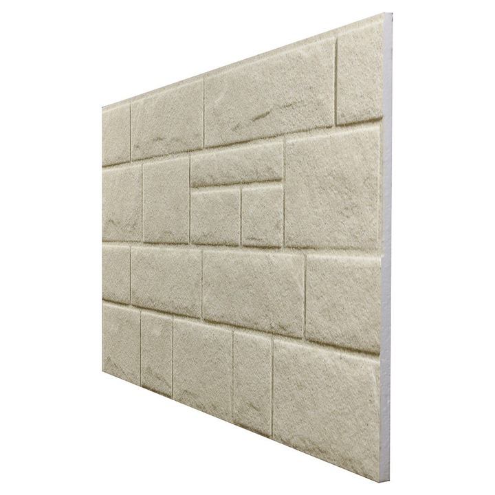 Panou decorativ din polistiren de imitatie piatra nevopsit in relief, 675, dimensiune 120x50x2 cm