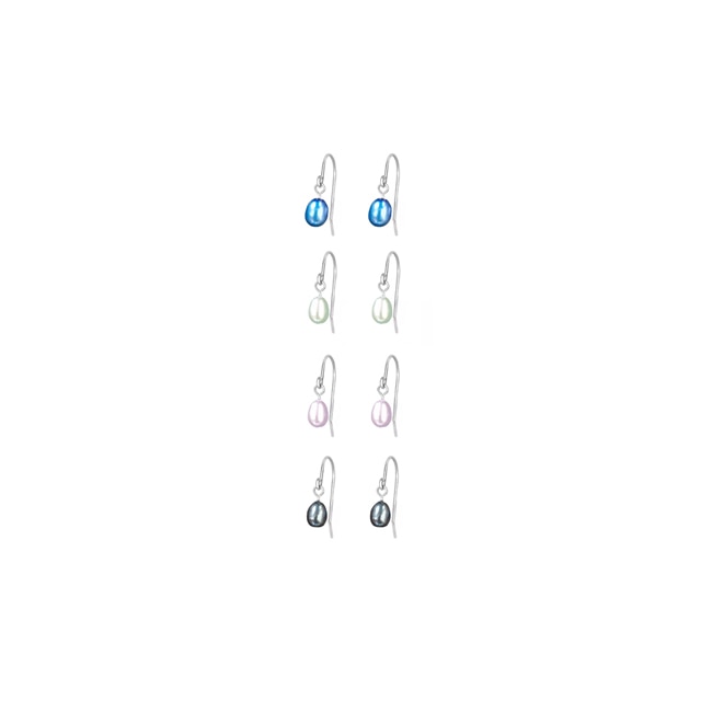 Set 4 perechi cercei perla dama, multicolor, 9 mm inaltime