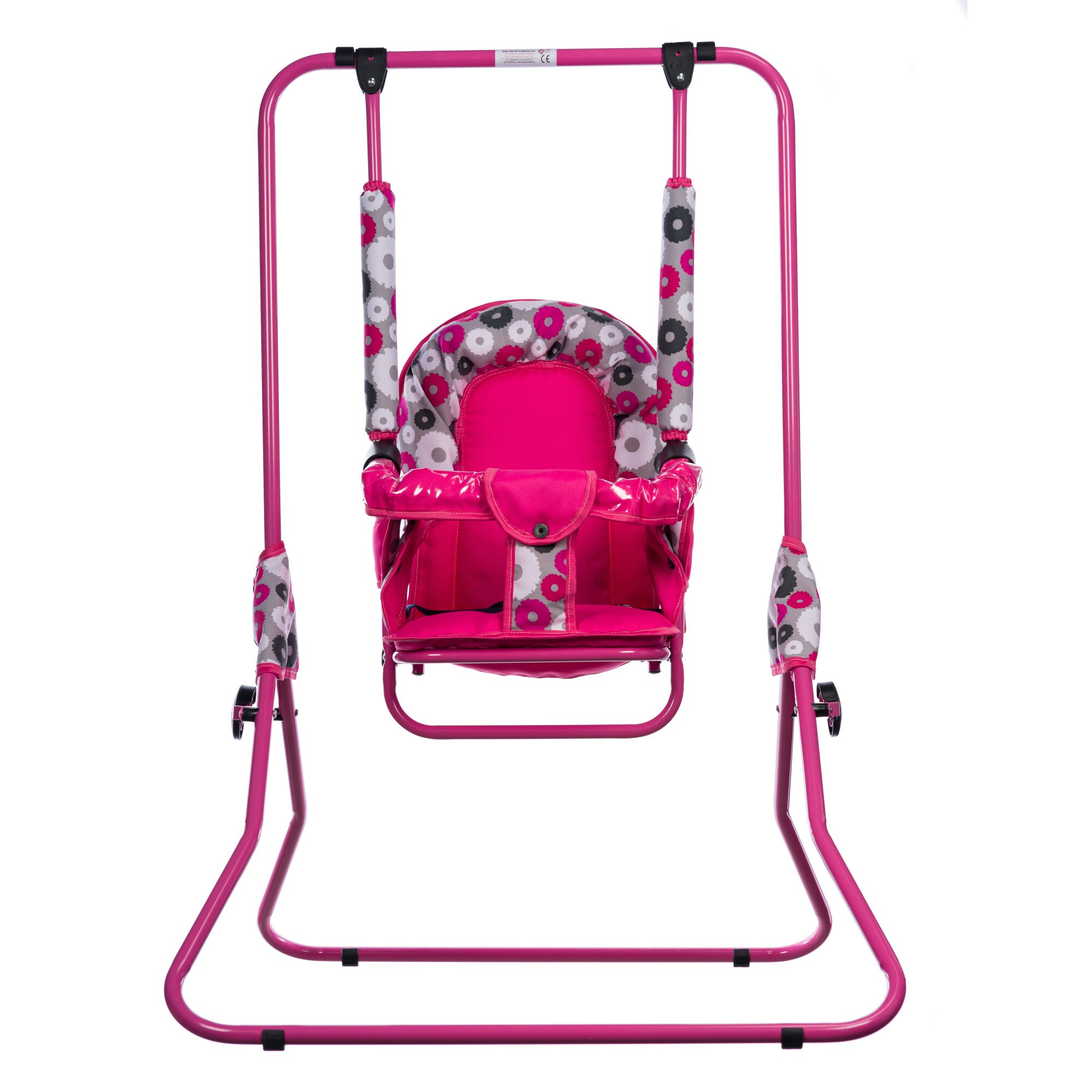 Leagan pentru copii, Top Kids, cu spatar reglabil si bara detasabila, Pink Flowers