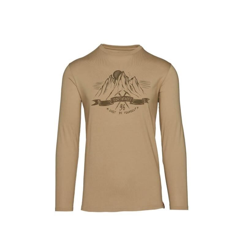 Tricou barbati bumbac organic NORTHFINDER Orgej TR-3528AD, Maro deschis