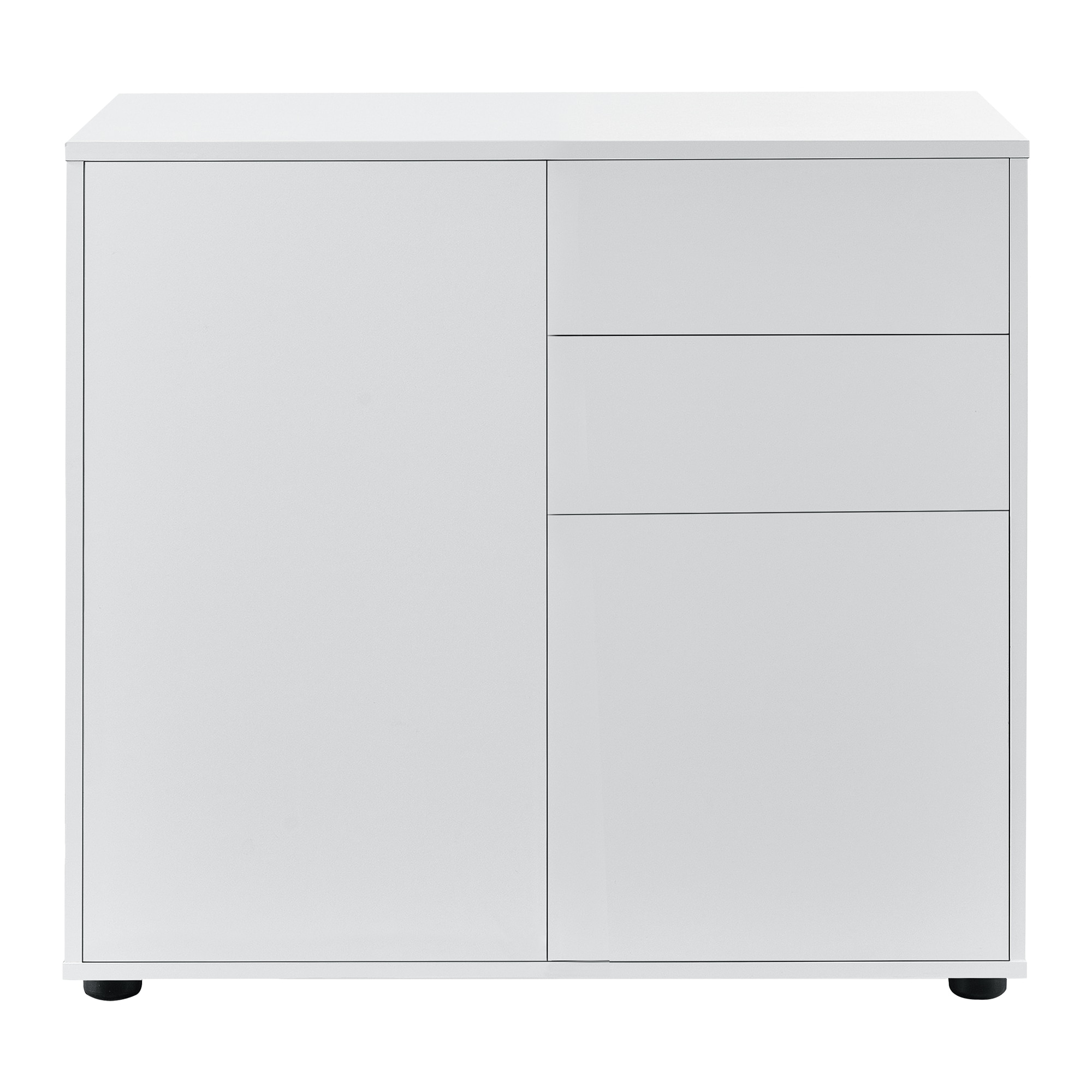 Comoda Paarl DGM, en.casa, 74 x 79 x 36 cm, PAL, alb mat, cu 2 sertare si 2 usi