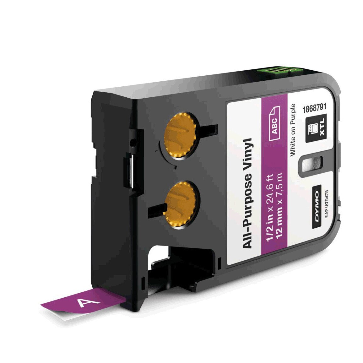 Etichete industriale autoadezive, DYMO XTL, vinil, 12mm x 7m, alb/violet, 1868791
