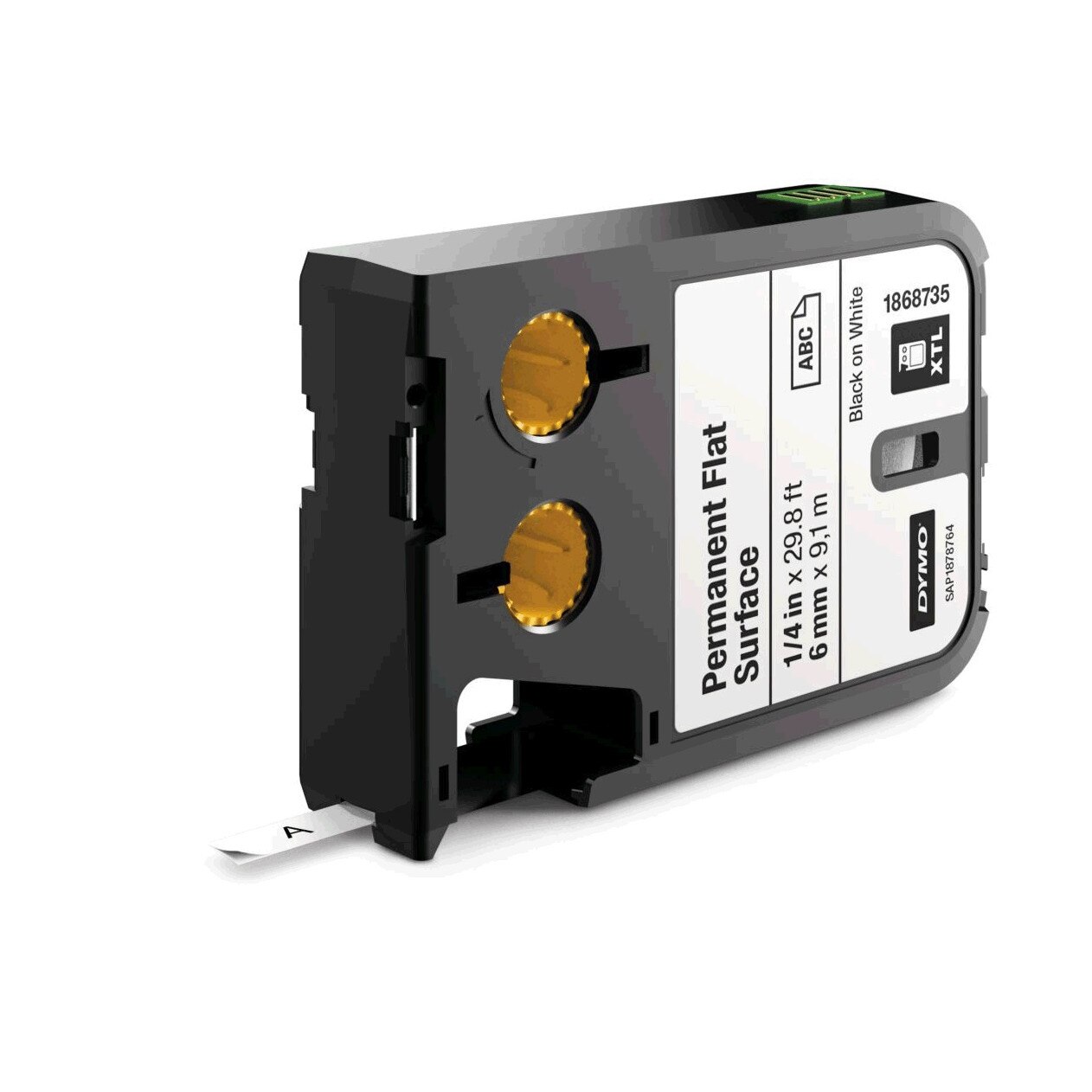 Etichete industriale autoadezive, DYMO XTL, poliester permanent, 6mm x 9m, negru/alb, 1868735