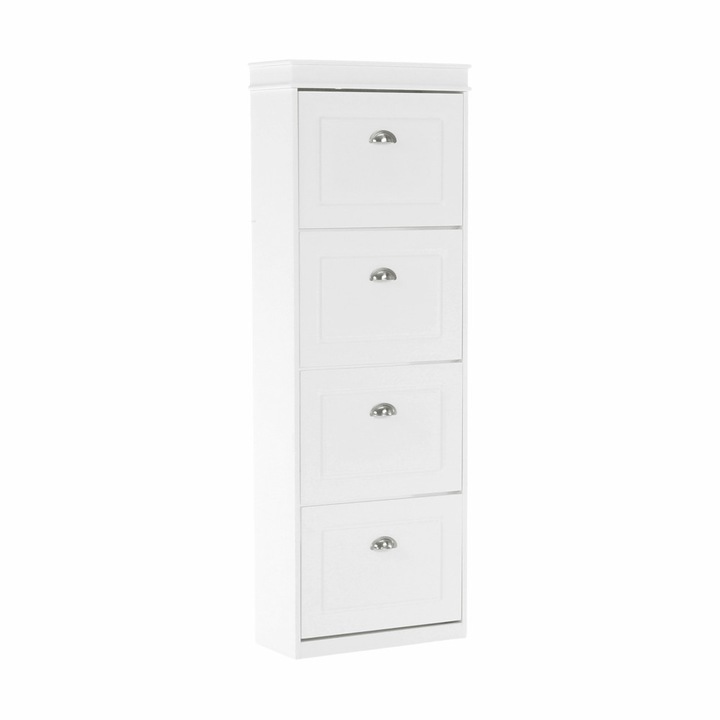 Pantofar, 4 compartimente, alb, 53,5x152x24 cm,SEBER TYP 3,mobHAUS