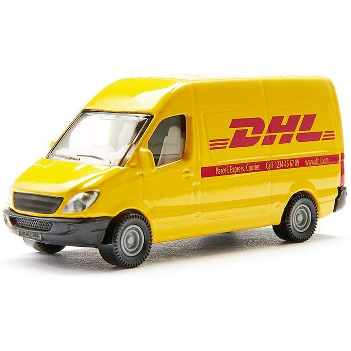 Метална играчка пощенска кола Mercedes Benz Sprinter DHL SIKU 1085, Дължина 8 см