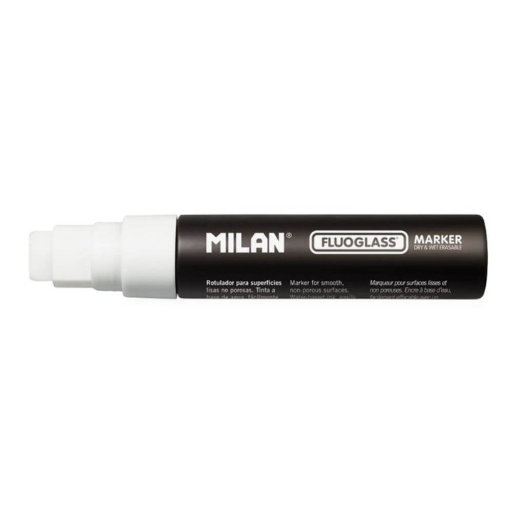 Маркер за стъкло MILAN Fluoglass Jumbo, бял, връх 8-15 мм