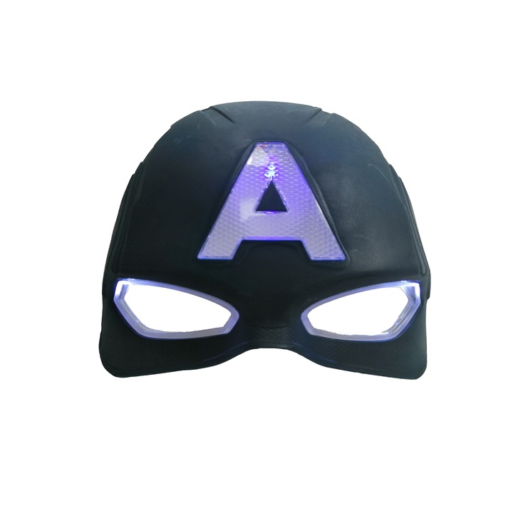 Masca Captain America cu lumini, pentru copii, 20 cm, albastra