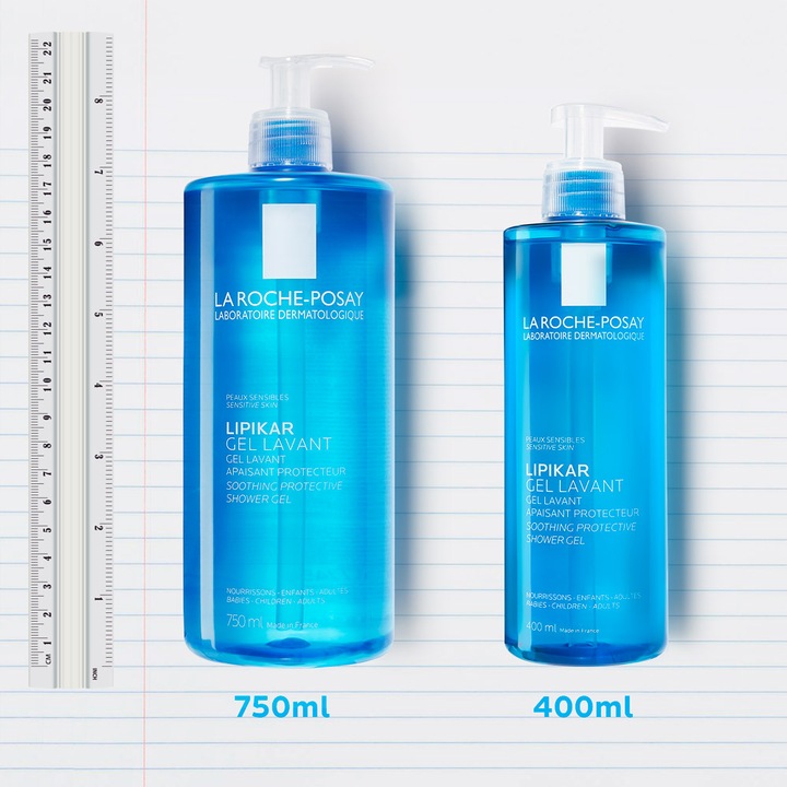 La Roche-Posay, Lipikar Fürdőgél babáknak, gyerekeknek, felnőtteknek, érzékeny bőrre, 750 ml