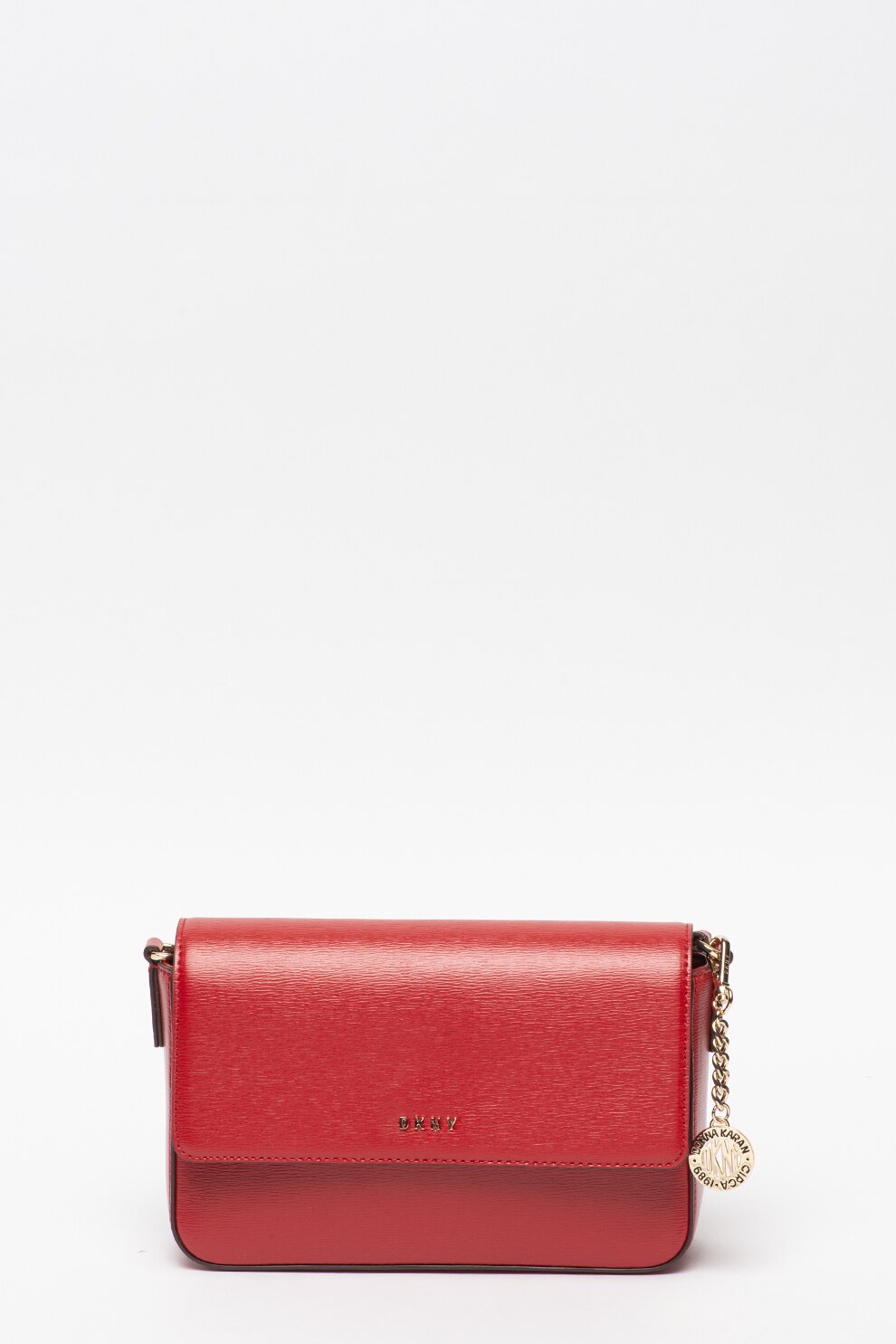 DKNY, Geanta crossbody de piele cu clapa Bryant, Rosu