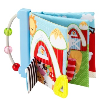 Carte de panza pentru bebelusi Imaginarium Soft Book Kiconico cu pagini captusite, piese de dentitie si inel de activitati Carte de panza pentru bebelusi Imaginarium Soft Book Kiconico cu pagini captusite, piese de dentitie si inel de activitati