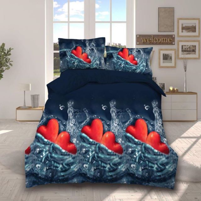 Set lenjerie de pat dublu, bumbac satinat, 4 piese, Casa de Vis, B503