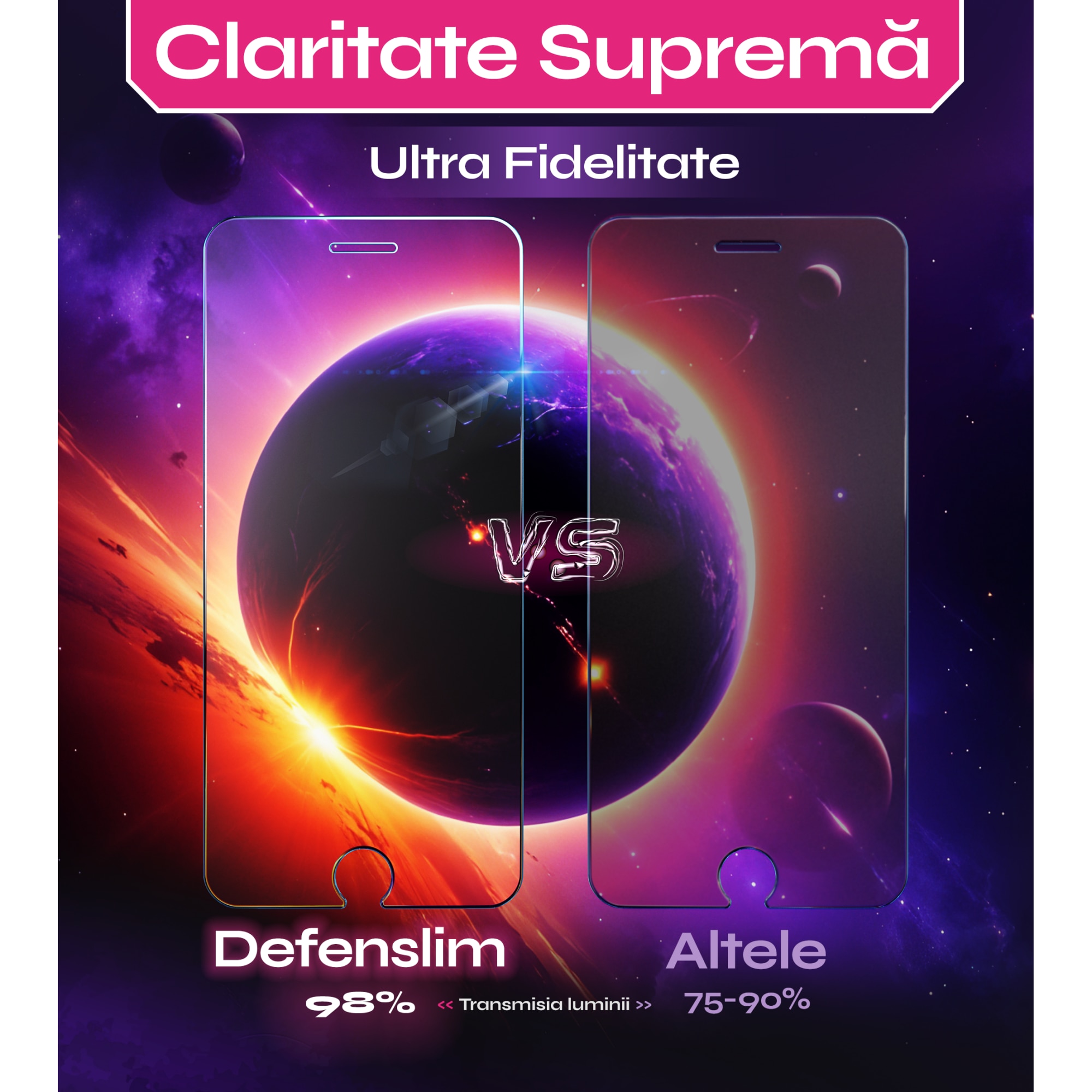 Folie sticla compatibil cu iPhone 8 Plus / 7 Plus, set 2 buc, DefenSlim, instalare usoara si rapida cu dispozitiv de potrivire automata in 30 sec cu Easy Install Kit patentat, protectie telefon