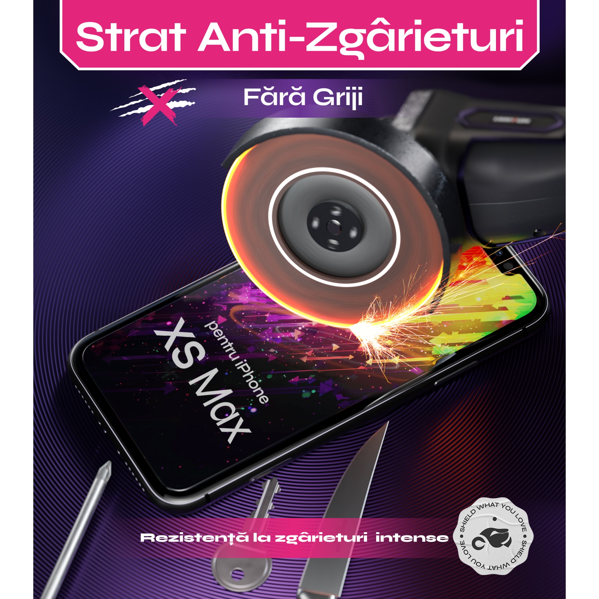 Folie sticla compatibil cu iPhone XS Max, set 2 buc, DefenSlim, instalare usoara si rapida cu dispozitiv de potrivire automata in 30 sec cu Easy Install Kit patentat, protectie telefon