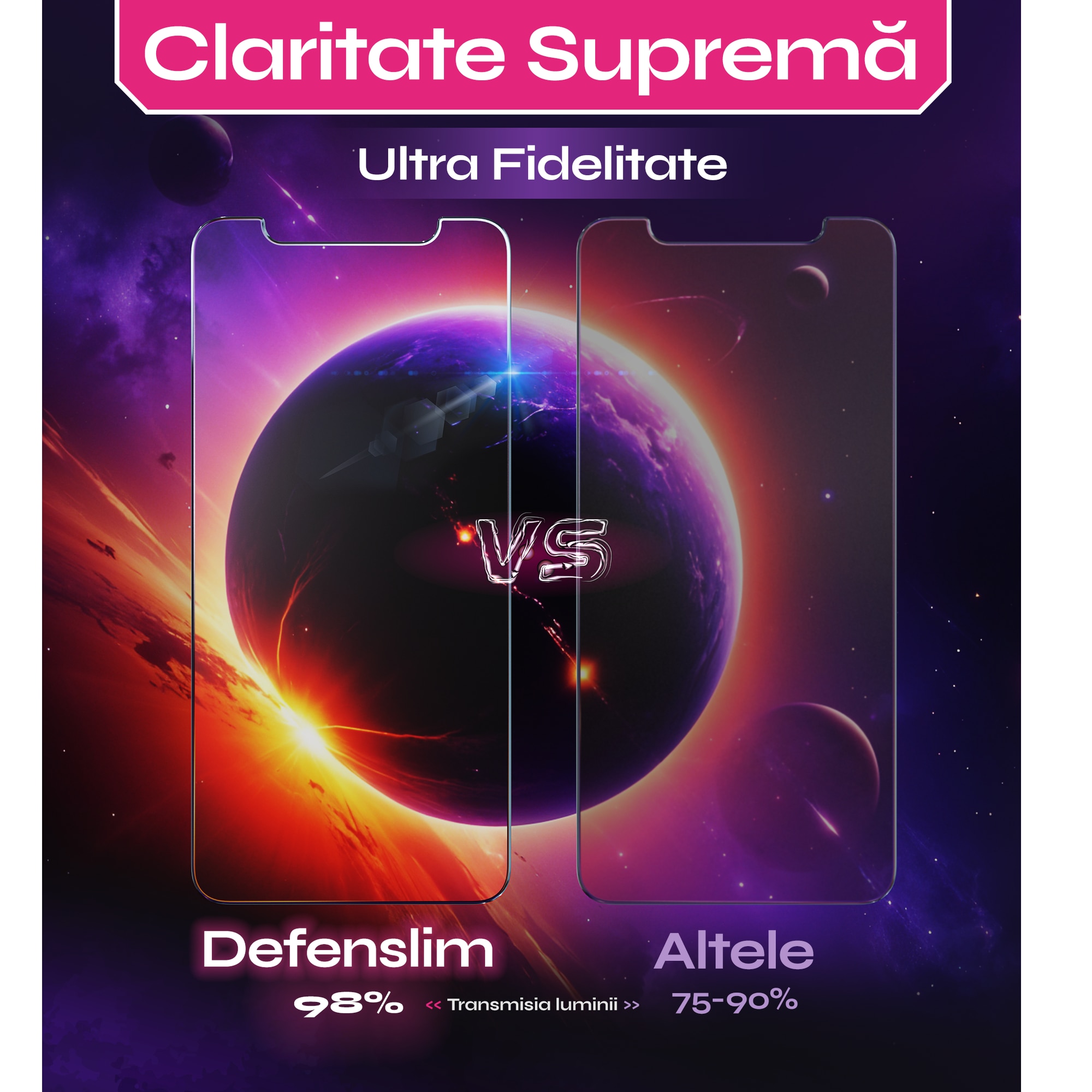 Folie sticla compatibil cu iPhone 11 Pro, set 2 buc, DefenSlim, instalare usoara si rapida cu dispozitiv de potrivire automata in 30 sec cu Easy Install Kit patentat, protectie telefon