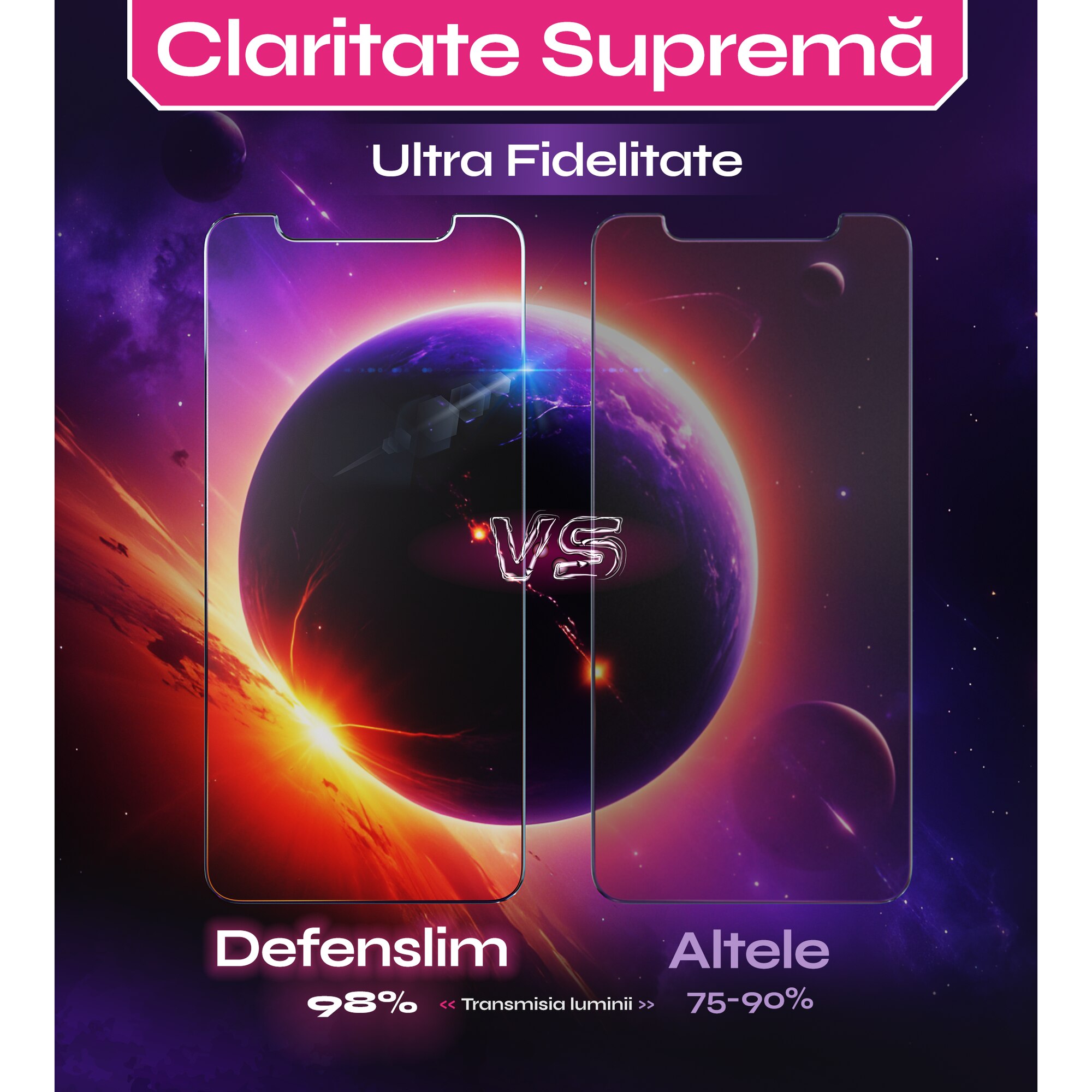 Folie sticla compatibil cu iPhone 11 Pro, set 2 buc, DefenSlim, instalare usoara si rapida cu dispozitiv de potrivire automata in 30 sec cu Easy Install Kit patentat, protectie telefon